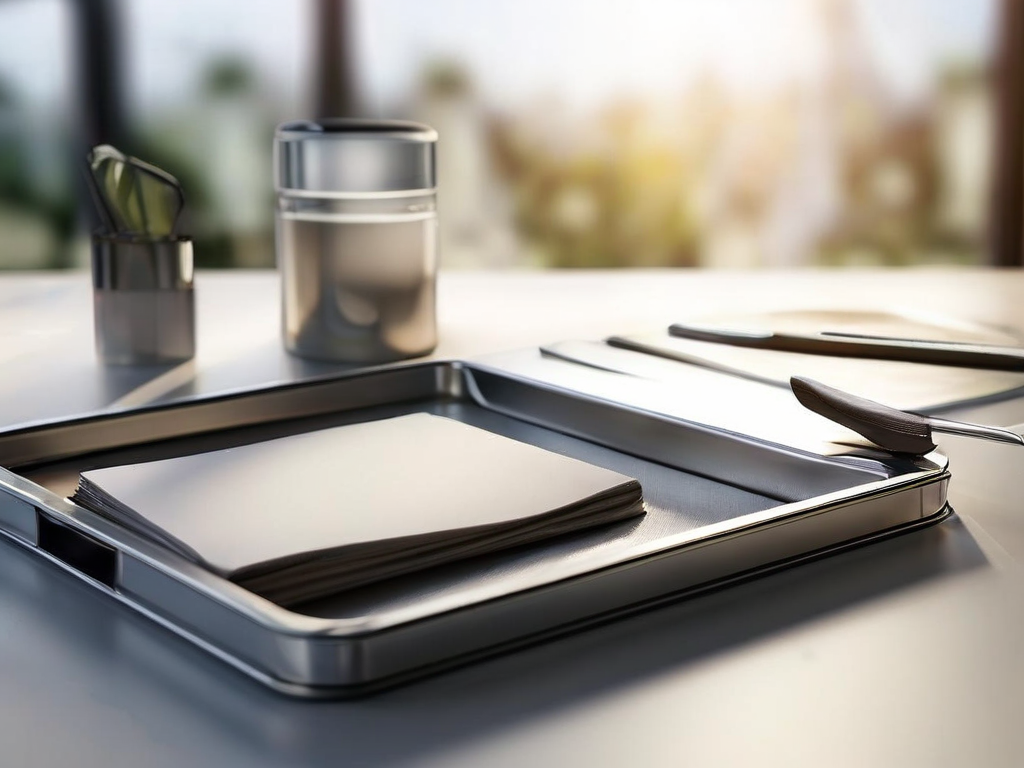 Blank divider cards in a compact storage tray on brushed metal, symbolizing organized browsing data and privacy settings.