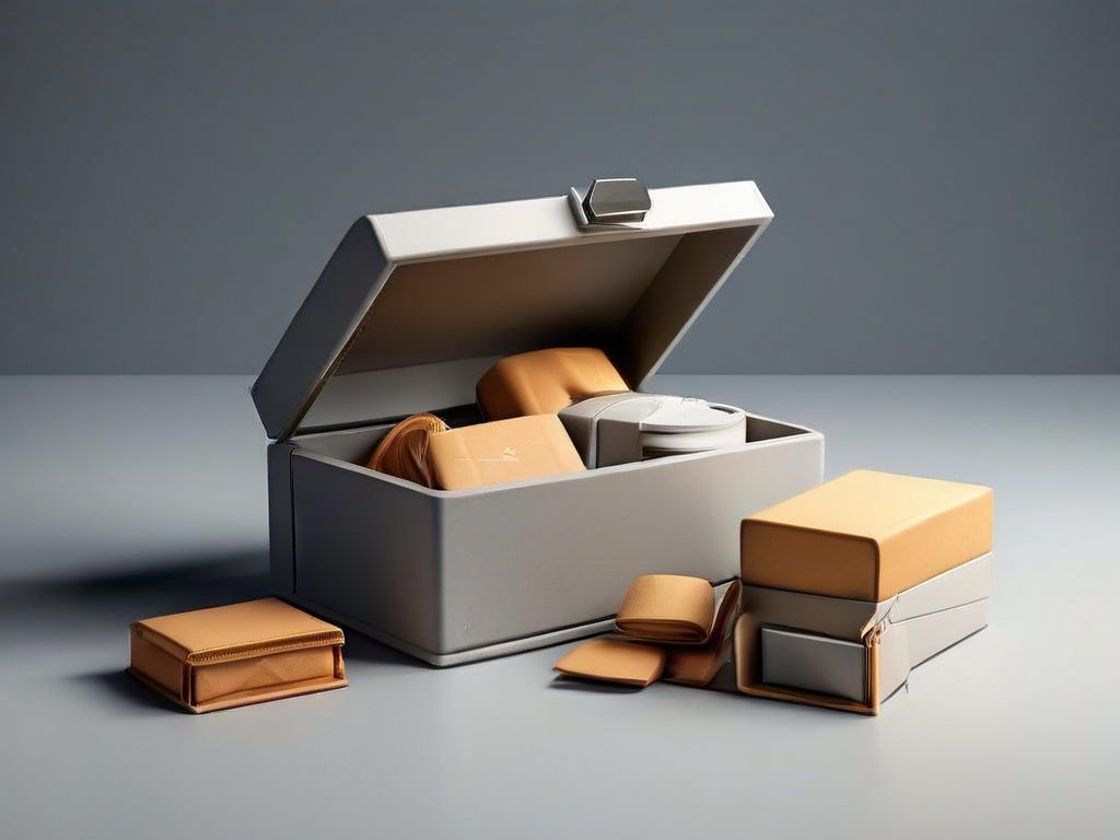 Small archive boxes and blank compartment dividers on a gray surface, representing vertical tab organization for research windows.